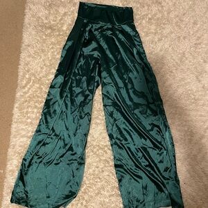 Green satin jumpsuit set